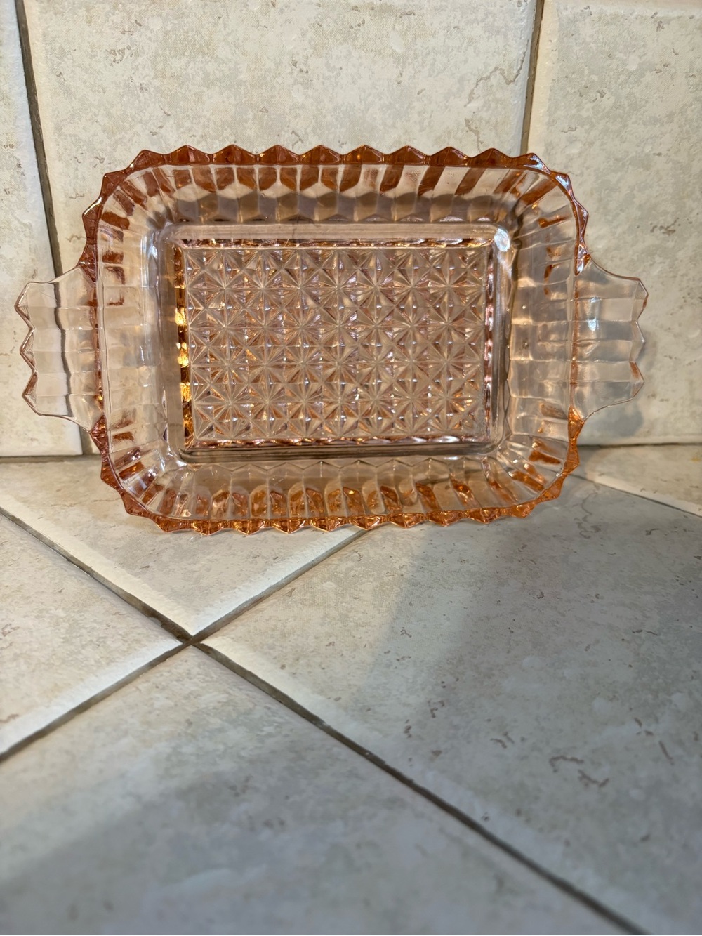 Depression Pink Anchor Hocking Criss Cross Mint Dish antique